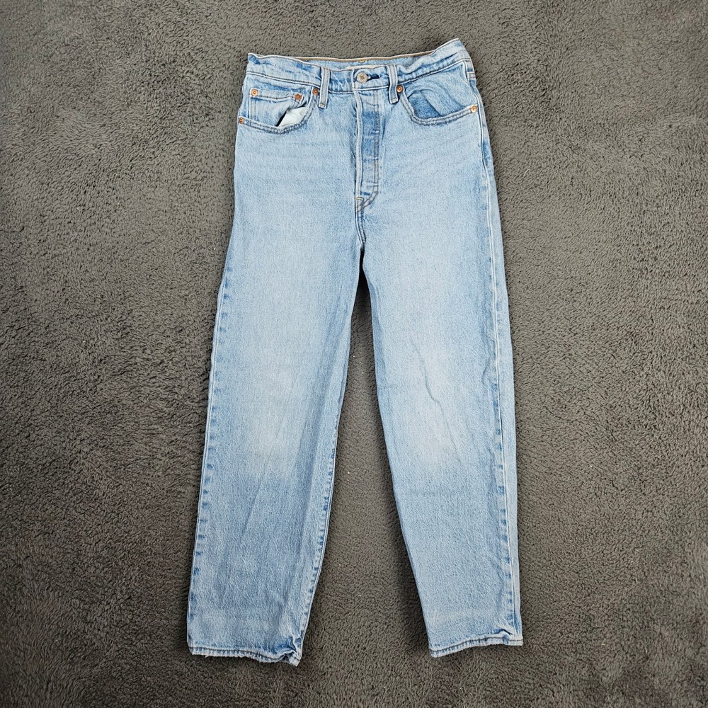 Levis Womens 27x27 Premium Ribcage Straight Ankle Jeans Light Wash Blue